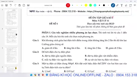 ÔN THI GIỮA HỌC KÌ 2 VẬT LÝ 11 #VATLY11 #kiemtragiuahocki1 #trending