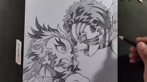Drawing Rengoku vs Akaza #fyp #berandatiktok #animedrawing #animeedit #kimetsunoyaiba #akaza #rengoku #nezuko #tanjiro 