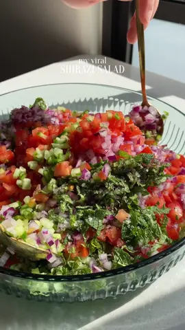 SHIRAZI SALAD🥒🍅 My version of Shirazi Salad went super viral with over 40M views - 800K saves - 300K shares💫 It’s a simple, delicious and highly addictive salad that’s not only healthy for you, but also made with just a handful of ingredients you already have at home🤝 Even if you’re a salad hater, this herby and citrusy salad is going to be your new favorite!  Make it in just a few minutes and serve it with almost every meal, and I promise you’ll be just as excited about it as I am! 👉 full recipe + tips & tricks is linked in my bio  👉 or copy the link: https://itsvegansis.com/shirazi-salad/ . . . . . . . . #choppedsalad #viral #saladrecipe #asmr 