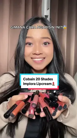 Swatches 20 shades lipcreamnya @Implora Cosmetics 😍 sebanyakk itu tpi semua warnanya aman bgt dipake sehari-hari woyy mana harganya gak bikin kantong kering😆 #approvedbyme #imploraurbanlipcream #racunauliack 
