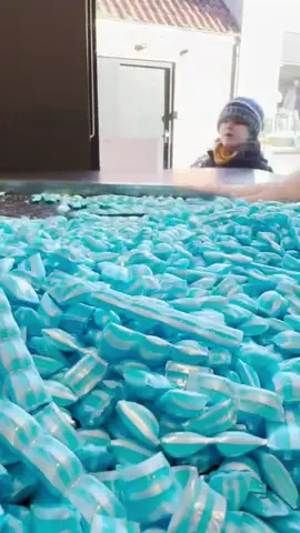 We make Blue Mint Pillows 🍭🍭 #candy #makingcandy #stisfaying #asmr #amazing #handmade 