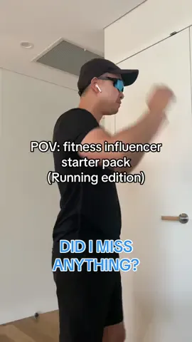 Did i miss any fitness influencer essentials for running? Let me know. They say that if you look cool you run faster, is that true? #runtok #fitnessinfluencer #Running #Fitness #runnerslife #runclub 