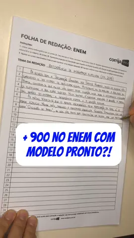 +900 no ENEM COM MODELO PRONTO?! #enem #redacao #redacaoenem #enem2024 #enem2024jacomecou #encceja #encceja2024 