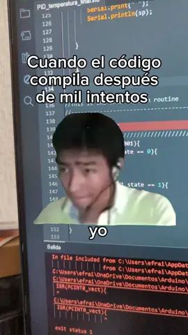 Así se siente cuando te compila el código 🤠 #electronica #mecatronica #programacion #dev #ingenieria #robotica #arduino #arduinoproject #esp32 #plc #development #desarrolladores #meme #memecut 