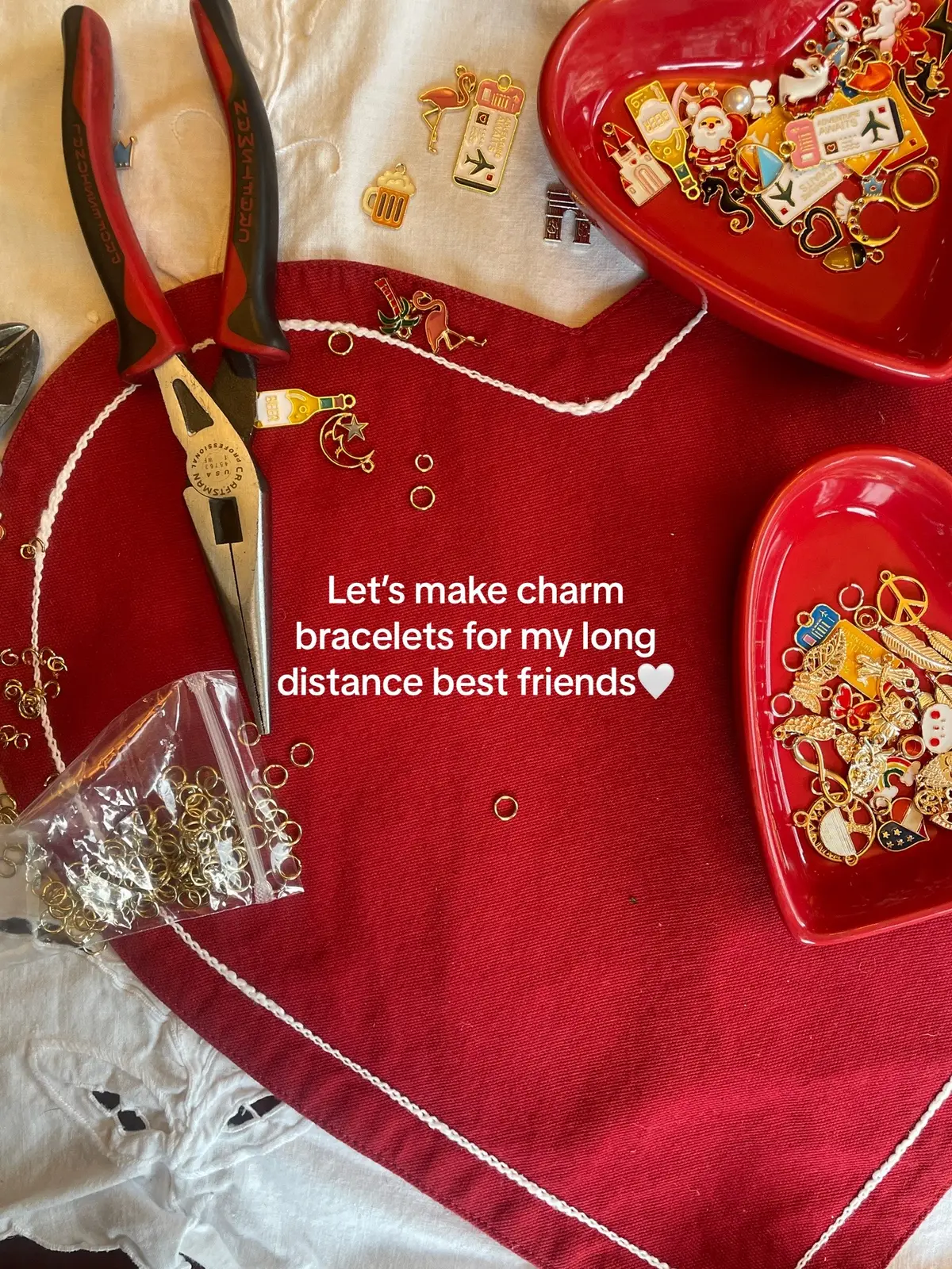 DIY charm bracelets for my long distance besties!! #charmbracelets #diycharms #giftideas #diygiftideas #longdistancebestfriend 