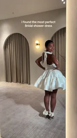 The DOROTA satin mini halter dress — Coming soon. 💍☁️🤍 #MESHKI #bridalshower #bridalshowerdress #wedding #bridetobe #bride #weddingdress #hendo #bachelorette #weddinginspo #bridalinspo 