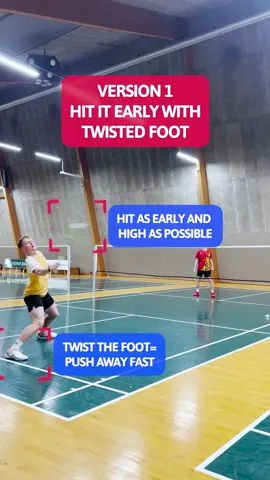 Forehand slice 2 versions. Version 1 with more time and version 2 under pressure. Learn how to land in the footwork in the corner🏸#badminton #badmintonplayer #badmintontraining 