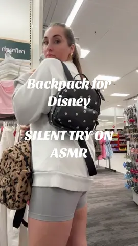 Which one for disney? #ootdasmr #asmrootd #asmr #tryonhaul #minibackpacks #silenttryon #silentreview #backpacksfordisney