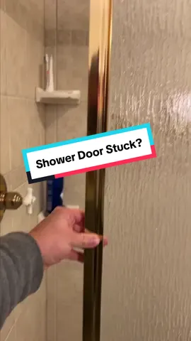 Does your sliding shower door suck? Here’s how to make it suck a whole lot less. #diyhomeimprovement #showerdoorfix #diyhomerepair 