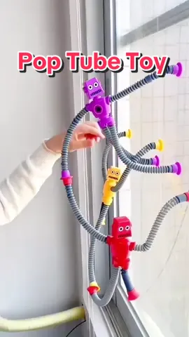 Robot Pop Tubes Toys For Kids #glowing #diytube #suctioncup #baby 