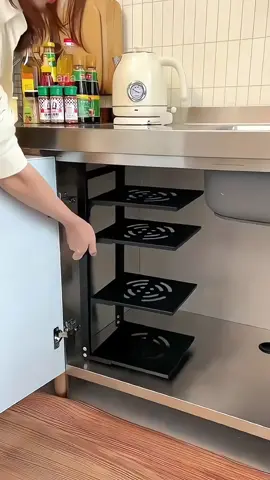 #Kitchen countertop sink pot rack#Pot rack storage#Under sink pot rack Multi-layer adjustable