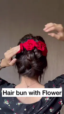 Hair bun with flower🌹 #fyp #foryou #foryoupage 