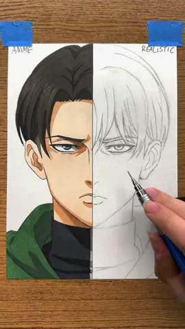 ANIME X REALISTIC Levi Ackerman #levi #leviackerman #aot #AttackOnTitan #snk #shingekinokyojin #anime #manga #drawing #desenho #dibujo #art #zeke 