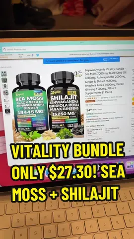 $27.30 for both?! Sea moss + Shilajit bundle that everyone has been raving about is the best price on tiktok shop! Grab your bundle before they sell out🔥 #seamoss #shilajit #vitalitybundle #tiktokshopdeals #flashsale #TikTokShop #flashsales #seamossbenefits 