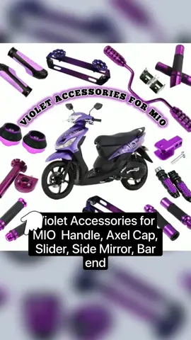 Violet Accessories for MIO  Handle, Axel Cap, Slider, Side Mirror, Bar end Only ₱40.00 - 350.00! #mio #formio  #violet #purple #handle #axelcap #slider #sidemirror #barend #motor #motorcycle #accessories #motorcycleaccessories #highlyrecommended #tiktokmademebuyit #sulitfinds #tiktokfinds #affordable #budgetfriendly #mustbuy #musthave #trending #bestseller #toprated #cute 