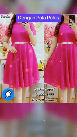 Dress Brukat Polos Fanta Free Belt Midi Dress Pesta Mewah Kasual #DressBrukatPolos 