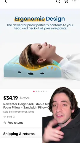 relieve your neck and back pain with this pillow #pillow #neckpain #backpain #ergonomicpillow #memoryfoampillow #sidesleeper #backsleeper #tiktokmademebuyit 