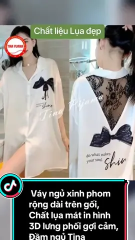 Váy ngủ xinh phom rộng dài trên gối, Chất lụa mát in hình 3D lưng phối gợi cảm, Đầm ngủ Tina #vayngucaocap #vaynguquyenru #thinhhanh #xuhuong #thoitrang 