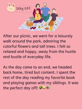 A Day Off #dayoff #dayofrest #noschool #resting #takingabreak #schoolbreak #break #fyp #fory #foryoupage #english #learnenglish #englishclass #englishlesson #dailyenglishpractice #dailyenglish #englishteacher 