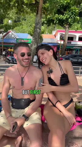 I interviewed Italian travelers on a beach in Thailand. They were very friendly and kindly cooperated with the filming. Thank you for your cooperation in the shoot. #thailand #italian #travelthailand #couple 