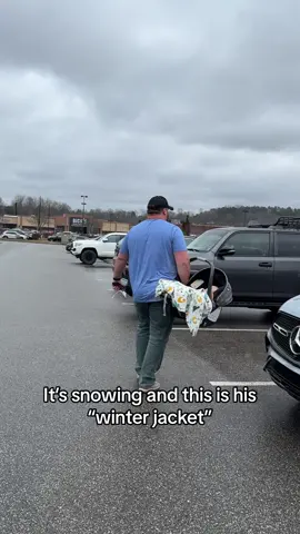 He never gets cold. We live different lives lol #husband #cold #coldweather #snowing #crazy #husbandsoftiktok #fyp 