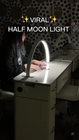 testing the lighting on my new half moon nail lamp 💅 little light > big light ✨ #lighting #lamp #nails #nailtech #naillamp #cozyl #manicure #nailart #salonlife #salon #nailsalon #salonowner #salonfurniture