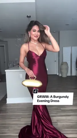 GRWM: A Burgundy Evening Dress✨ #styletok #fyp  I’ve been obsessed with all things burgundy lately, and this gown is everything!  Rate this #OOTD from 1-10💫 Today’s affirmation: “I trust that everything in my life is unfolding perfectly” 🤍 Memo: I haven’t had this dress professionally hemmed yet, but I will before the wedding! TAG someone who would love this & don’t forget to save the video to refer back to when styling • #todaysoutfit #outfit #fashion #styletips #outfitideas #grwm #fashionstyle #styling #wedding #weddingguest #foryourpage #fashiontiktok 
