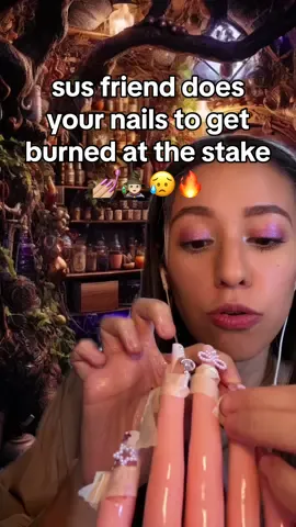 ASMR sus friend gets your nails ready for you to get burned at the stake 💅🏼🔥🧙🏻 good luck bestie muah! 😘 #asmr #asmrroleplay #asmrbestie #asmrwitch #asmrnails #asmrdoingyournails #asmrmanicure #doingyournails #asmrpov #roleplay #humor #satisfying #fyp #foryou #foryoupage 