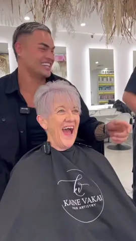 GREY HAIR TRANSFORMATION 🤍 Grey hair transformations can definitely be a process! @Kaine Vakai Hair has gone in and given a gorgeous short cut and brightened her colour up which is going to make her colour much easier to grow out long term.  Her reaction is absolutely priceless ✨ Book now | bookings@kainevakai.com #hairstransformation #kainevakaihairartistry #sydneyhair #trending #hairdresser #greyhair #greyhairtransition #greyhairtransformation 