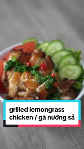 looking for versatile chicken recipe?! This grilled lemongrass chicken / gà nướng sả should definitely be in your rotation! We’re serving it in a rice bowl today, but this also goes perfectly with vermicelli noodles or a banh mi! also - i’m baking this in the oven today, cause its still cold and wet in seattle, but grilling it for that extra smokey flavor is the move! you can also airfry this as well! full recipe on my blog.  ingredients below:  chicken thighs lemongrass shallots garlic oyster sauce soy sauce fish sauce honey  brown sugar oil salt and pepper #ganuongsa #grilledchicken #lemongrasschicken #vietnameserecipes