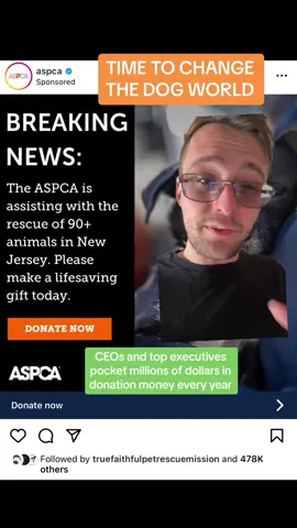 Stop donating to these corrupt organizations! #fyp #aspca #education #dogtok #dogs #rescue #adopt #ceo #pets 