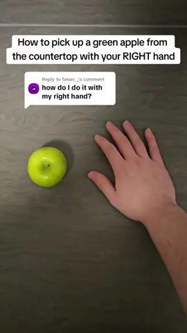 Replying to @fakwr__  Tutorial: How to pick up a green apple from the countertop with your RIGHT hand. DISCLAIMER: tutorial is only to learn how to pick up a green apple, NOT put it down. Results may vary. #howto #literally #tutorial #tip #help #fyp #useful  #lifehacks 