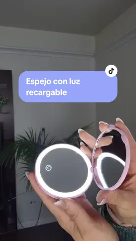 espejo portátil con LUZ recargable #mirror #ledlights #portatil #beauty 