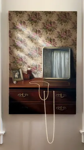 “The Meaning of Enough” 24” x 36”  #oilonfabric #midwesternartist #fyp #nostalgiacore #fypシ #repainting #midwestern #wallart #oiloncanvas #nostalgia 