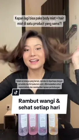 Fragrance mist 2 manfaat dalam 1 spray!!🥰 4 varian Enchanted Hair & Body Mist bisa untuk rambut dan badan,ada kandungan Skincarenya seperti Ceramide Np & 8x Hyaluronic Acid yang di formulasikan untuk melembapkan dan memberikan lapisan perlindungan tambahan pada rambut dan kulit✨ #esensescosmetic #EnchantedMistsSeries #hairandbodymist #rosegardenia #lilyblossom #gardenbloom #blossomfields 
