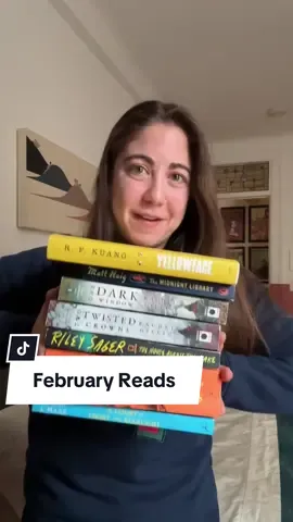 Books in order with authors:  A Court of Frost and Starlight by Sarah J Maas A Court of Silver Flames by Sarah J Maas The House Across the Lake by Riley Sager One Dark Window by Rachel Gillig  Two Twisted Crowns by Rachel Gillig  The Midnight Library by Matt Haig Yellowface by R.F. Kuang  #booksreviews #bookwrapup #readinglist 