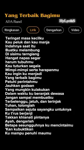Lirik Lagu Yang Terbaik Bagimu-ADA Band Part 164 🎶 #lirik#liriklagu #lirikbaper  #laguindo #lagugalau #lagukaraoke  #music #musikviral #sadvibes  #song #tiktokmusic #hylyriks  #yangterbaikbagimu#adaband  #kuinginkumenjadiyangterbaikbagimu 