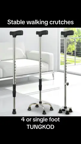 1PC New Old Man Walking Stick Telescopic Canes Stainless Steel T Handle Adjustable Four Leg Anti-skid Elder Stable Walking Crutches! #tungkod #crutches  @Jona 