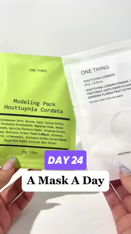 DAY 24 | One Thing -  Houttoynia Cordata Modeling Pack Olive Young & Yesstyle Code: GLOWKAM1   #skincare #glowyskincare #dryskin #kbeauty #heartleaf #skincareproducts #skincareroutine #koreanskincare #mask  #skinroutine #masking #hydration #dailysheetmask #amaskaday #onething #skintok #yesstyleinfluencers #yesstylecode #modelingmask #oliveyoung #modelingpack #rubbermask #torriden #skin1004
