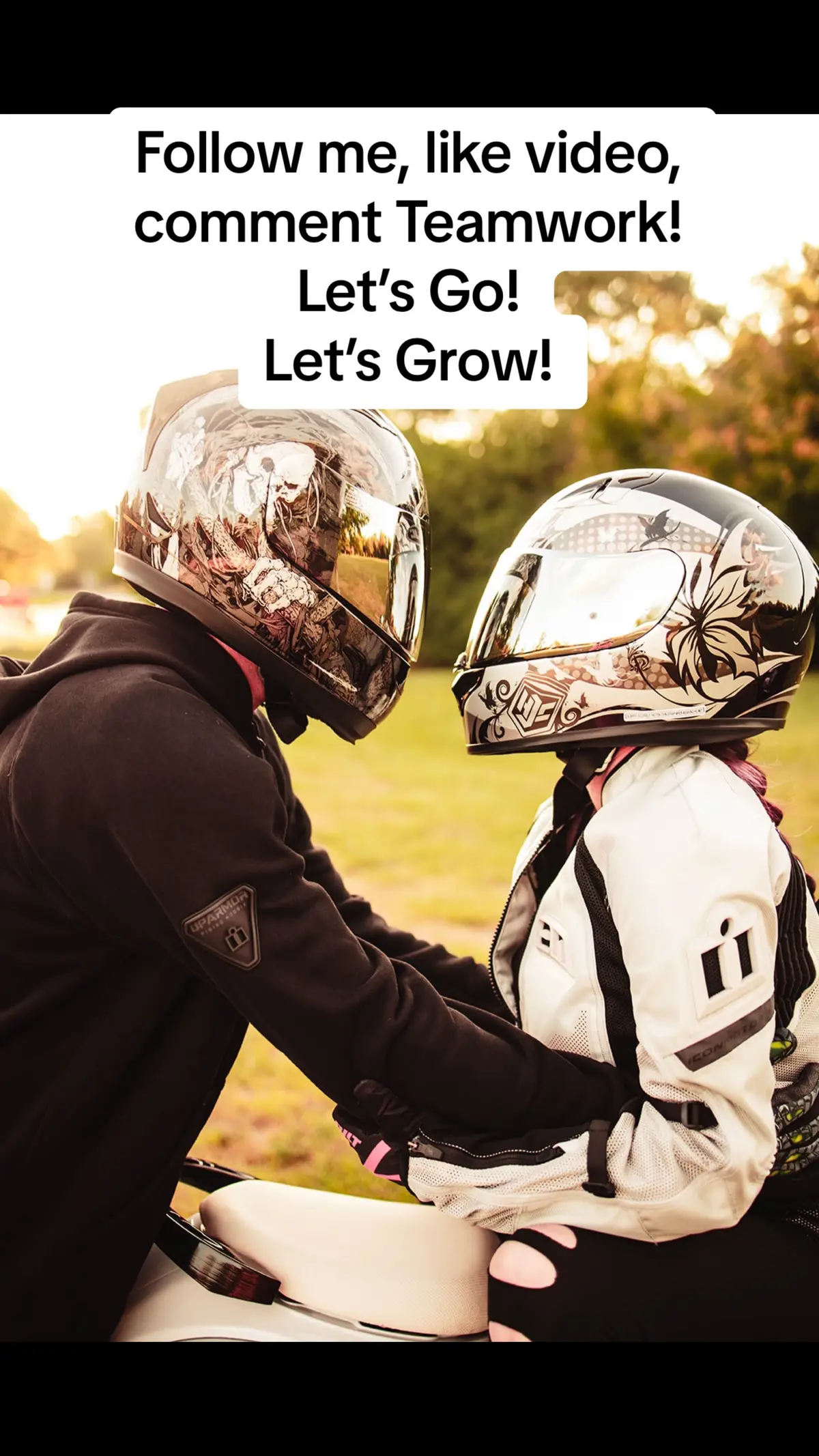 Road to 10K!  Follow train! TEAMWORK! LETS GO!!! #bikercouple #twowheels #motorcyclesoftiktok #motocouple #snackpack #bikergirl #biketok #girlswhoride #newbiker #teamwork 