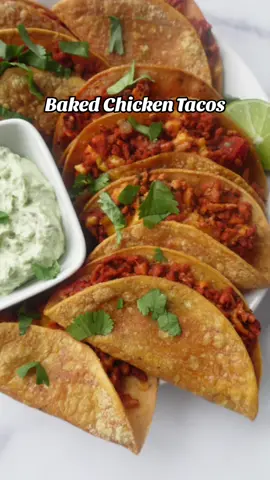 Baked Chicken Tacos are super flavorful, easy to make and crispy! You won't make tacos any other way again. 🌮 Get the recipe on my website - hellofrozenbananas.com. #bakedchickentacos #bakedtacos #groundchicken #groundchickenrecipe 