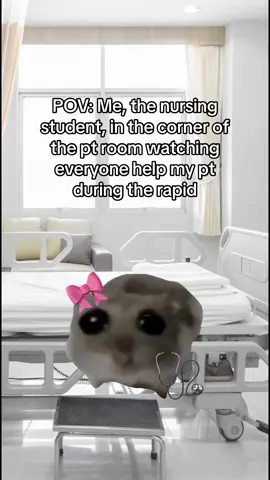 Rapids and codes are no joke, I let the healthcare team do their thing🥺 #nursingstudent #hispanicnurses #firstgenlatina #nursinghumor #nursingschool #clinicalrotations #nursingschoolhumor 