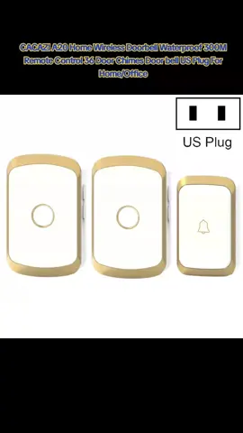 #CACAZI A20 Home Wireless Doorbell Waterproof 300M Remote Control 36 Door Chimes Door bell US Plug For Home/Office
