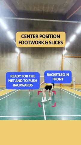 Racket leg in front to push. Here, the focus is the footwork placement when waiting for a lift to the back. Keep the racket leg in front and then push backward. 😉#fyp #badminton 