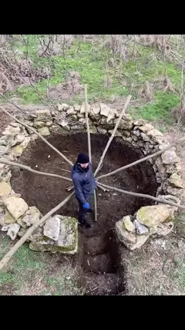 Part 1 | He builds an amazing shelter made out of rocks 🗿#bushcraft #fyp #building #shelter 