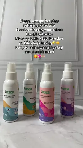 Deodorant spray simple dan wanginya tahan lama🫶🏻 #deodorant #deodorantspray #deodoranttawas #toscadeodorantspray #tosca #ketiakhitam 