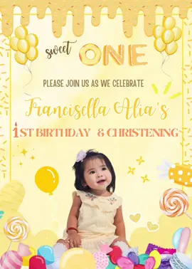 Candyland Yellow Theme 💛🍯 #digitalinvitation #1stbirthday #christening #candyland #yellow