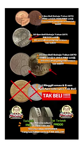 Kepada followers Ah Kai  Jgn percaya video yg bukan bukan di luar, jgn ditipu, byk binatang guna nama saya buat video yg bukan bukan untuk dpt like atau tipu yuran, ini list syiling yg boleh jual, baca baik baik jadi bijak jgn ditipu acc palsu. Tolong share gambar ni, Ah Kai byk kesian org datang jauh jauh sebab tengok video yg palsu di buat binatang binatang yg kurang ajar guna nama Ah Kai. 🙏🙏🙏🙏🙏🙏🙏🙏 @Ah Kai Wang Lama Perak  @Ah Kai Wang Lama Selangor  #WangLama #Malaysia #WangLamaMalaysia #DuitLama #SyilingLama #Collection #Koleksi #DuitMalaysia #高价收购旧钞票 #收购旧钞票 #高价收购旧钞 #Antik #收购旧硬币 #AhKai #AhKaiWangLama #JualBeliDuitLama #Penang #Selangor #Perak #Sabah #Johor #Viral #longervideos #Fyp 