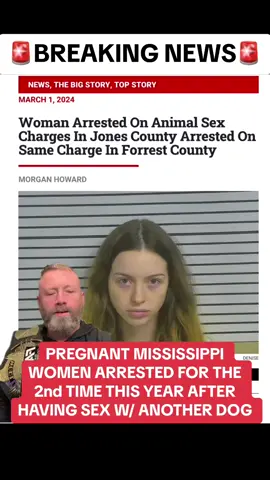 From @DarkhorsePressNow.com a woman previously arrested on animal sex charges in Jones County has been arrested again. In April of 2023, Denise Frazier was arrested after posting a disturbing video on TikTok. She was 19 at the time and arrested by the Jones County Sheriff’s Department on a  charge of Unnatural Intercourse and a charge of Aggravated Cruelty (Animal). This time she was arrested in Forrest County, according to the inmate roster online. According to The Laurel-Leader Call, a video showed a “very pregnant” Frazier having sex with a dog that looked like a Siberian Husky Mix. She did this about two weeks before she gave birth to a baby. It was determined that the video was made in Forrest County, so Carter turned over the information to authorities there. On February 29, 20-year-old Denise Frazier was arrested and booked into the Forrest County Jail. She has been charged with Unnatural Intercourse and Attempted Unnatural Intercourse, according to the inmate roster. She was given a bond of $10,000 per charge. According to the Jones County Sheriff’s Department, she was out on bond with the Jones County Sheriff’s Department when she was arrested again. They have a contempt of court charge against her. Her preliminary court hearing is March 29 #mississippi #dogs #dog #pets #siberianhusky #animals #girls #mississippiwomen #becky #girlsfromthesouth #thesouth #redneck #countrygirl #jxnms #clayedwardsshow #wtf #fafo 