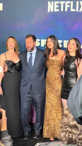 Adam Sandler, Jackie Sandler, Sadie Sandler and Sunny Sandler pose for photos at the premiere of #Spaceman in Los Angeles.